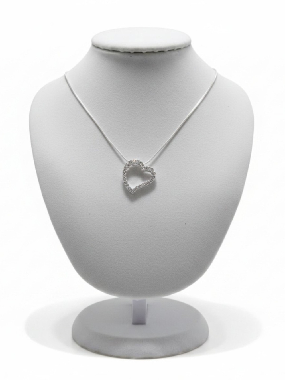 Swarovski Silver Heart Pendant Necklace with Clear Crystals
